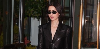 Step Into Style with Lily Collins: How She Wears Sunglasses and Defines Chic Lily Collins wearing black framed sunglasses