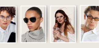 Acetate vs. Metal Frames: Which Frame Material is Right for Your Lifestyle? Four models wearing different eyeglass and sunglasses styles, showcasing metal and acetate frames in both minimalist and bold designs.