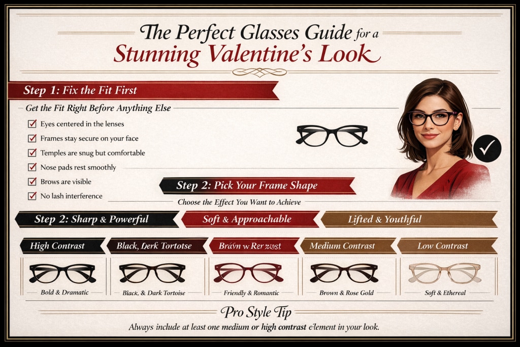 an infographic on how to match your glasses for valentines day
